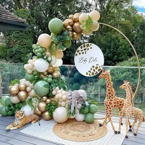 89PCS White Sand Balloons Garland Green White Gold Ballon Arch Kit Jungle Safari Animal Theme Birthday Party Wedding Decoration Globos