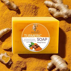 EKLA BOTANICS Turmeric Soap - Anti Acne, Oil Control, Nourishing & Brightening, 100% Natural Skin Bar, 200g / 7.05 oz. Body Care Blend moisturize oil oils for