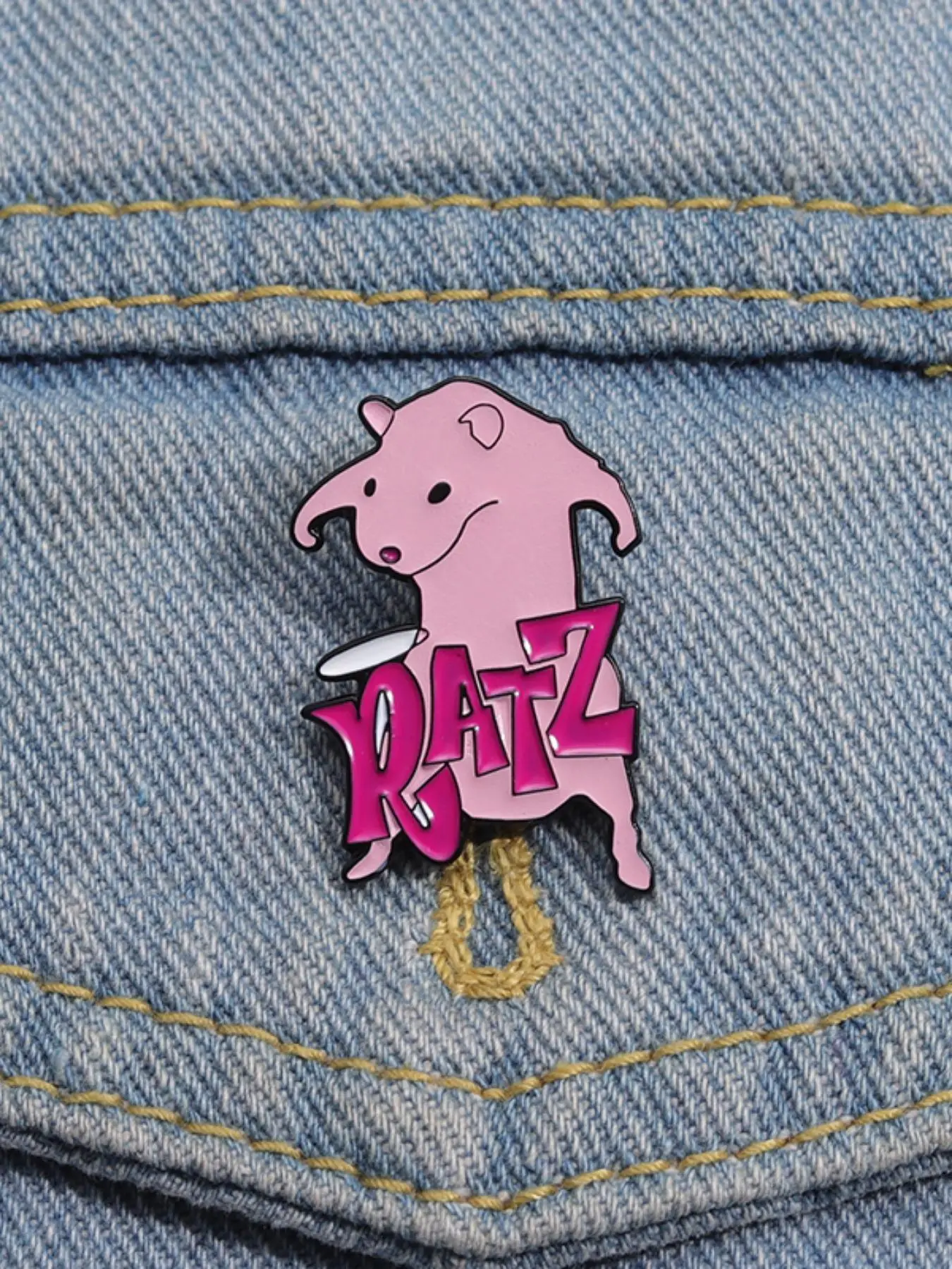 Cute Rat & Letters Design Brooch, Fashion Alloy Pink Brooches for Daily Use, Enamel Brooch Suitable for Backpacks, Jeans, Scarves, Hats Decoration Fix