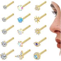 Gold-15Pcs Straight Nose Stud
