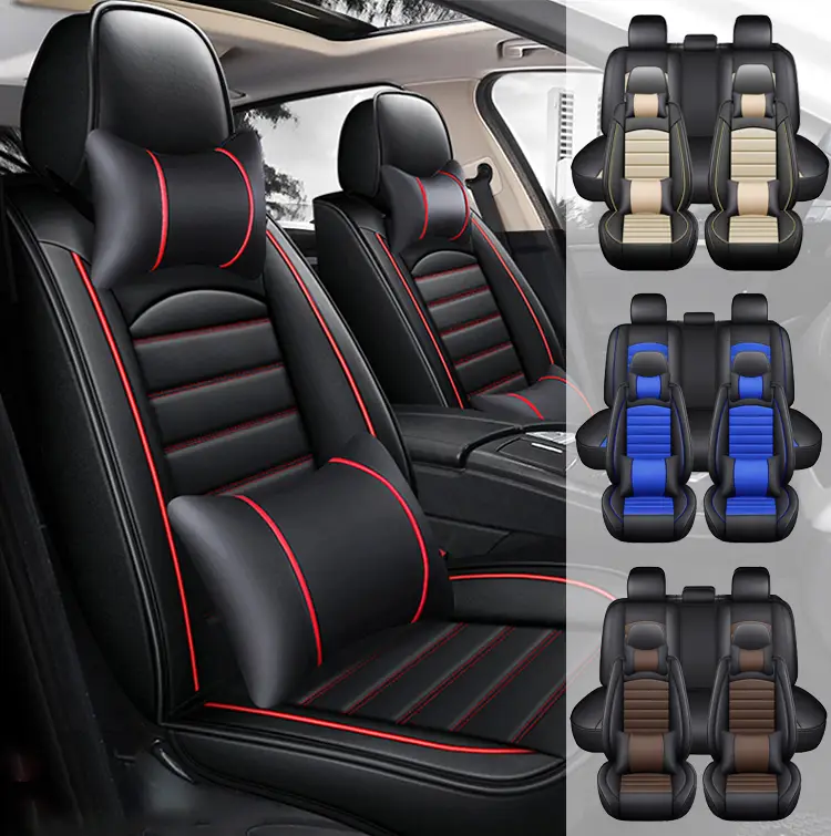 Arespark Car Seat Covers For 5 Seats, Full Set Universal Seat Covers for Cars, Waterproof PU Leather Auto Seat Protectors with Head Pillow, Car Interi