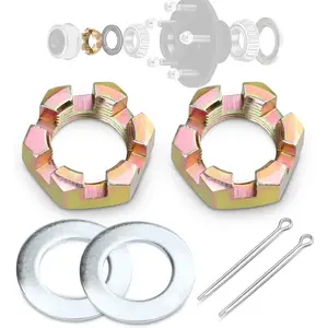 2 Sets of Galvanized Thread Spindle Nut Kits for 1" Spindle Trailer Axle with Castle Nuts 1" Washers and 2.3" Long Cotter Pins