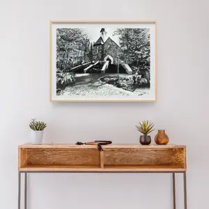 Sacred Grounds, Wild Paths – Pencil Landscape Drawing 11x14 Matted Art Print aesthetic art Decor Poster Artwork Ornaments Artistic Decoration Photo Wall