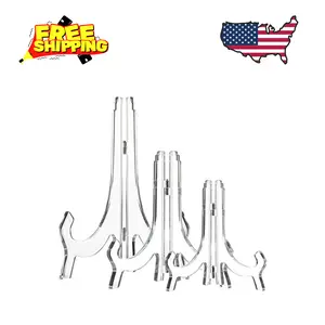 3 Pieces 4.5/7/9.8 Inch Clear Acrylic Easels Display Stands Plate Stands Holders
