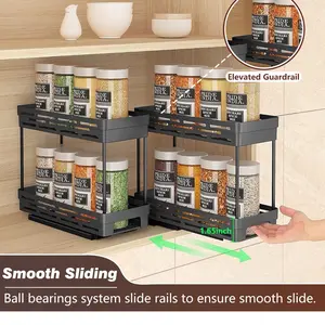 2 Packs Pull Out Spice Rack Organizer for Cabinet, Slide Out Spice Racks Organizer, Easy to Install Spice Cabinet Organizers, 4.33''Wx10.4''Dx8.5''H, Each Tier Hold 10 Spice Jars - 2 Tier