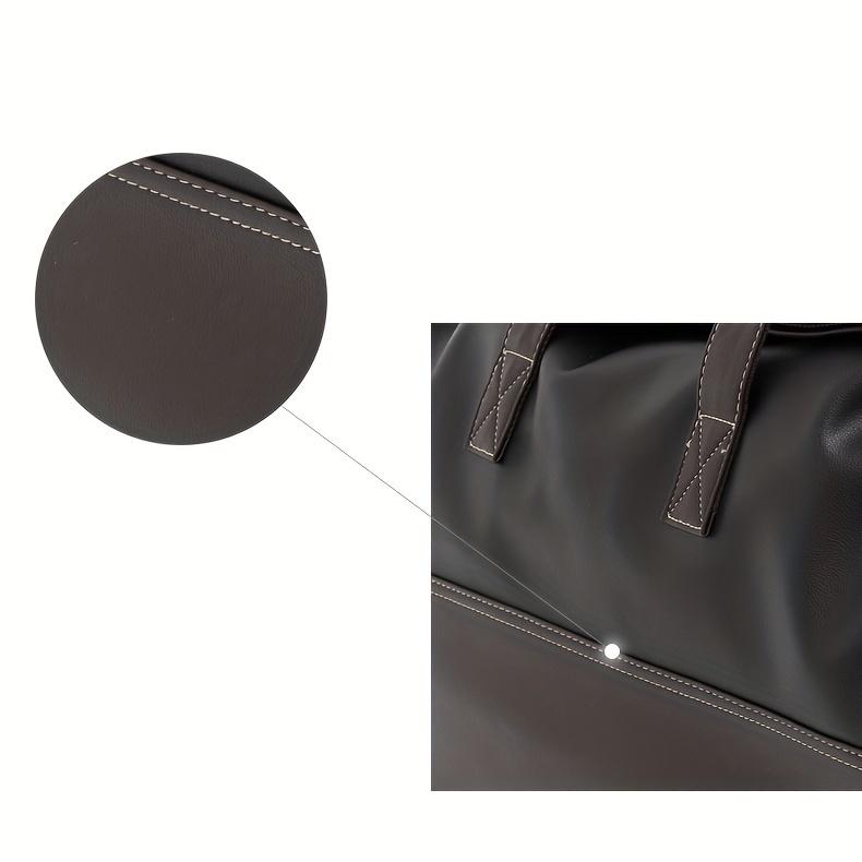 Faux Leather Rolling Duffel Bag Wheeled Weekender Travel Luggage with Telescopic Handle