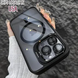 Magsafe Clear Magnetic Case with Camera Kickstand - Compatible with iPhone 16 15 14 13 12 Pro Max, Drop Protection & High Tech Design