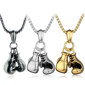 New fitness boxing gloves necklace domineering fashion punk style pendant accessories men's jewelry gift for boyfriend