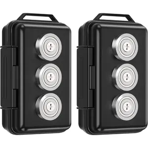 Upgraded Magnetic Key Holder for Car With Faraday Bag and Zone for Tracker - 2 Pcs Hide-a-Key Outside Waterproof Magnetic Storage Box