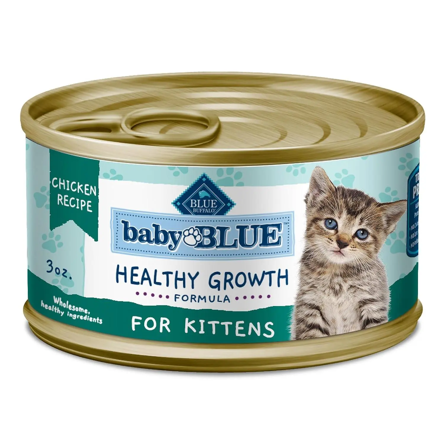 Blue Buffalo Baby Blue Natural Kitten Wet Cat Food Paté Variety Pack, Healthy Growth Formula with DHA, High-Protein & Grain-Free, Chicken and Salmon Recipes, 3-oz Cans (6 Count, 3 of Each)