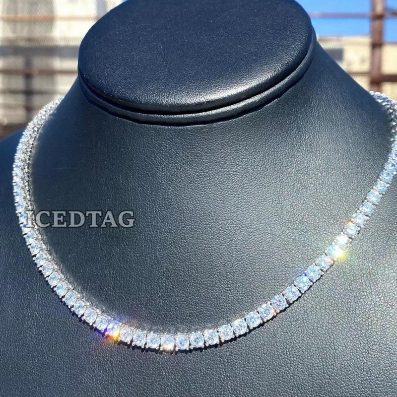 Tennis Necklace Chain 4MM Choker Necklace for Men Women VVS Moissanite Gift