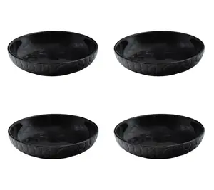 Set of (4) 32-oz Shallow Pasta Bowls Carved Willow