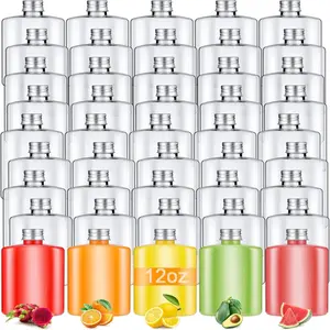 36 count 12 oz Plastic Bottles Bulk with Caps Small  Disposable Juice Bottles Empty Clear Beverages Drink Containers Water Flask Mini Fridge Containers for Juicing Smoothies Milk
