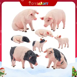 TOYMANY 8pcs Realistic Pig Figurines Set, Plastic Pig Figures Farm Animals Toys, Birthday Christmas Toy Gift for Kids Toddlers