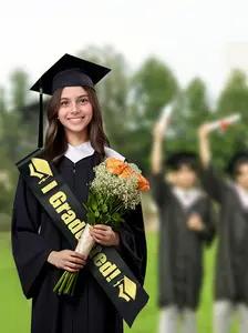 2-Piece Graduation Hat and Strap Set, Adjustable Breathable Fit, Letters, Certificate Pocket, Ideal for Graduations, Hand Wash Only