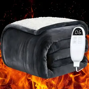 Flannel & cotton electric blanket, 6 heat settings & 10-hour timer, heating to 150°F, machine washable, multiple colors and sizes,for home and office（72x84-inch）