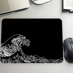 Abstract Wave Pattern Mouse Pad, Rectangular Glass Mouse Pad, Waterproof Washable Smooth Hard Desk Mat, Ideal Gift for Family and Friend