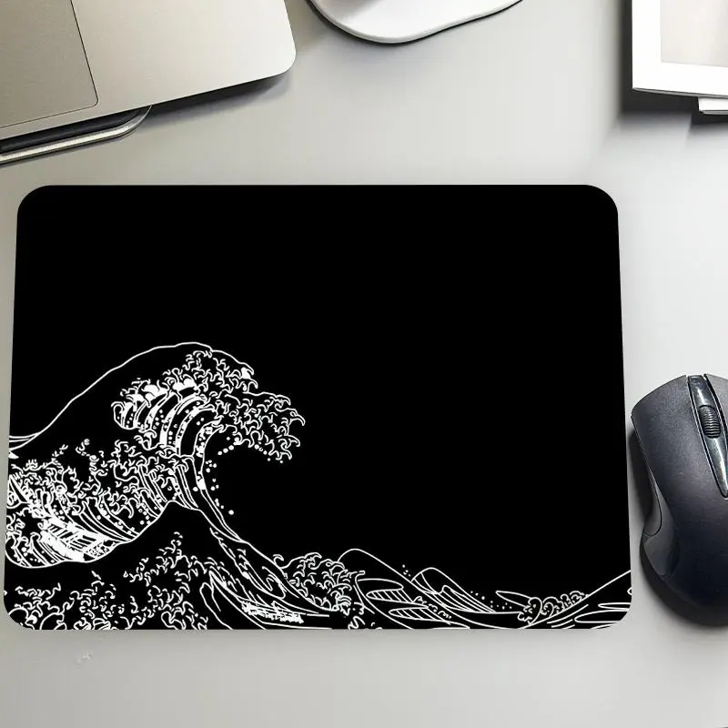 Abstract Wave Pattern Mouse Pad, Rectangular Glass Mouse Pad, Waterproof Washable Smooth Hard Desk Mat, Ideal Gift for Family and Friend