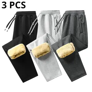Men? 3-Piece Sherpa Pants Set – Autumn/Winter Fleece-Lined, Thickened, Warm Sports Joggers for Casual Wear