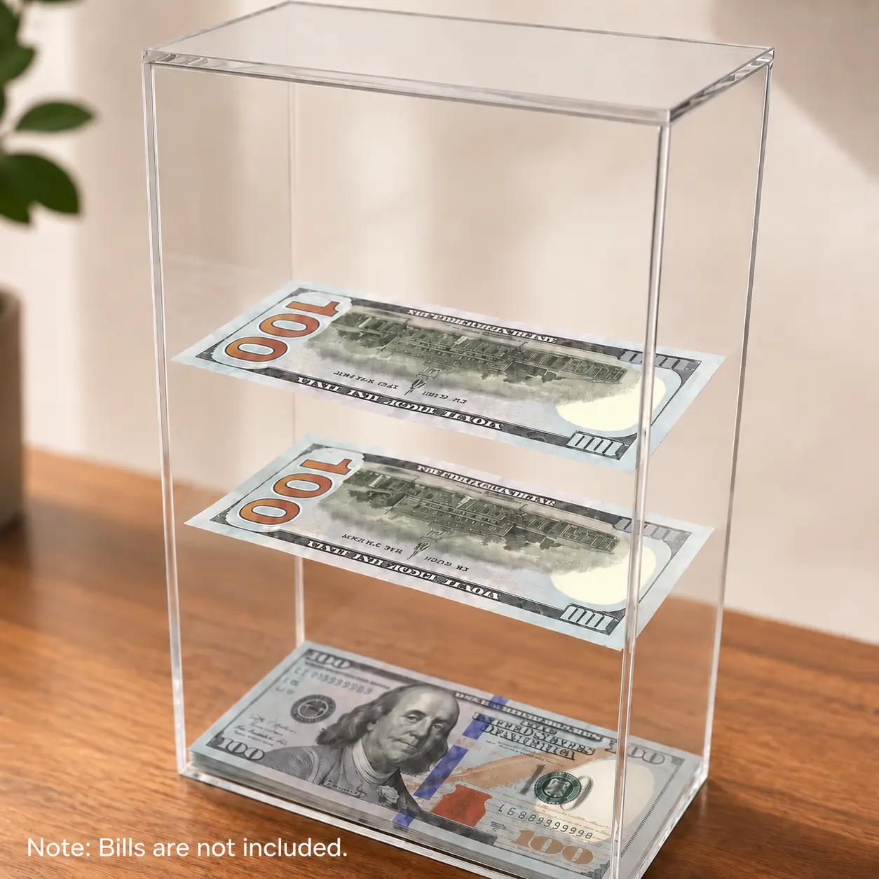 Floating savings box — holds around 1,800 bills, acrylic savings challenge box, goal tracker, satisfying floating effect, great as a gift