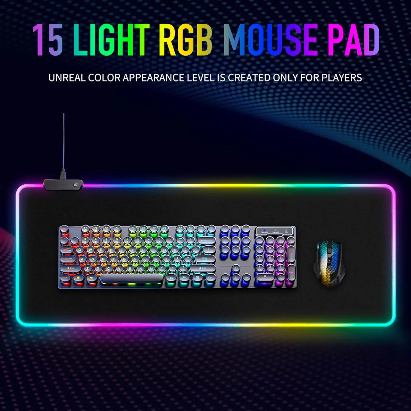 [New Deal]- Large RGB Gaming Mouse Pad -15 Light Modes Touch Control Extended Soft Computer Keyboard Mat Non-Slip Rubber Base for Gamer Esports Pros 31.5X11.8