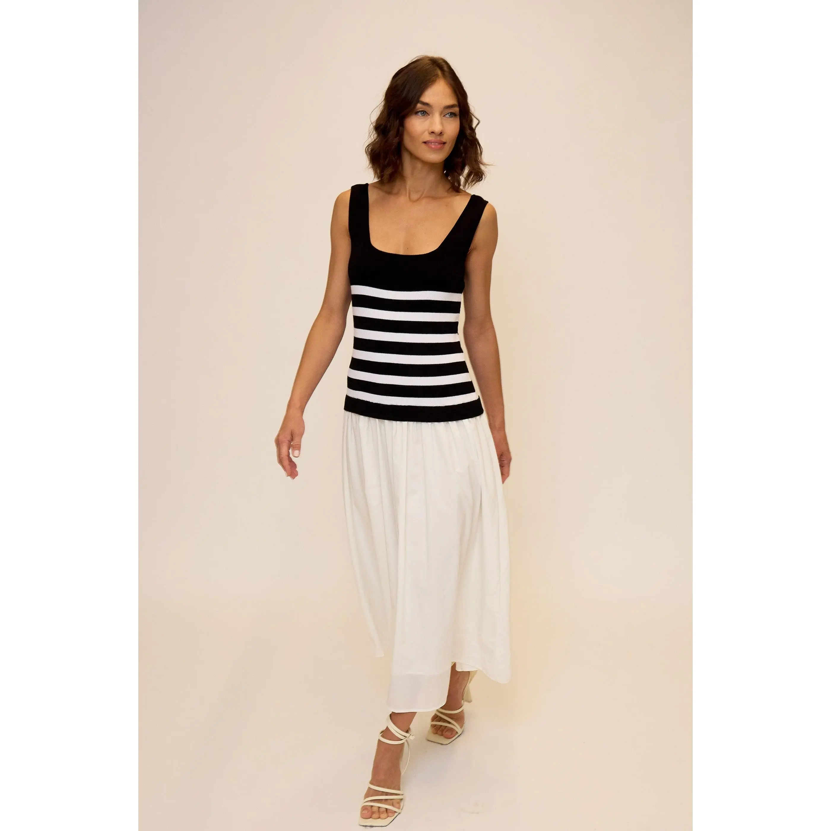 Sienna Squareneck Twofer Midi Dress