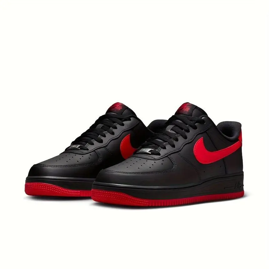 Nike Air Force 1 LOW "Bred" Comfortable Versatile Low-Top Unisex Sports Sneakers - Black Red, Men's Shoes, Shoes for Women, Style FJ4146-002