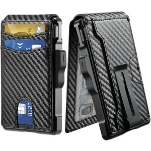 Wallet for Men, Mens Minimalist Wallet 9-13 Cards, Slim Compact Wallet with Money Clip & ID Window, RFID Blocking Smart Pop Up C