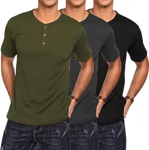 COOFANDY Men's 3Pack Henley Shirts Short Sleeve Casual Basic Summer Solid T Shirts with Pocket Fashion Menswear Soft Top Beach Wear Breathable  Formal Simple