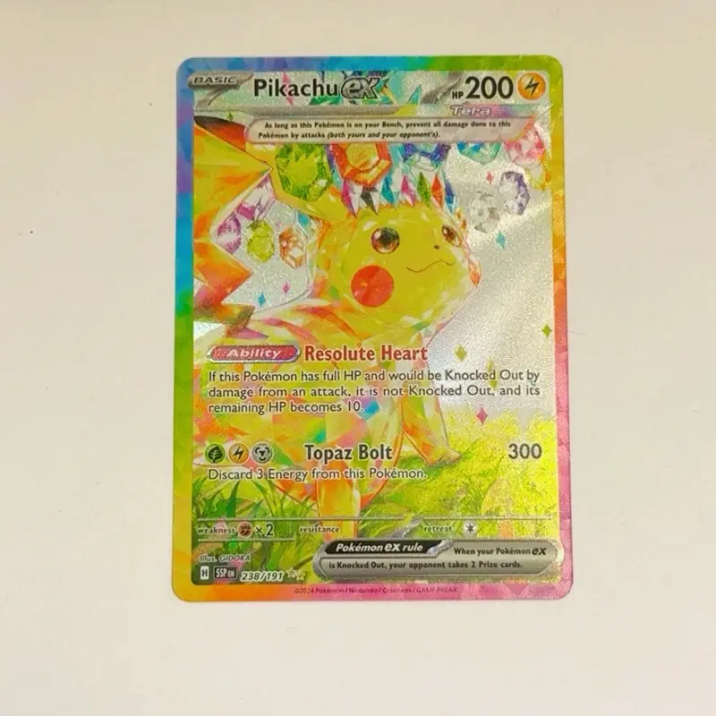 Pikachu EX 238/191 SV08: Surging Sparks Special Series Official TCG Collectible Trading Card - Near Mint Raw, for Card Collecting