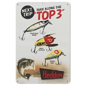 Vintage Fishing Lures Metal Sign, Wall Art for Garage Cabin Outdoor Rustic Decor, Adding Nostalgic Fishing Touch