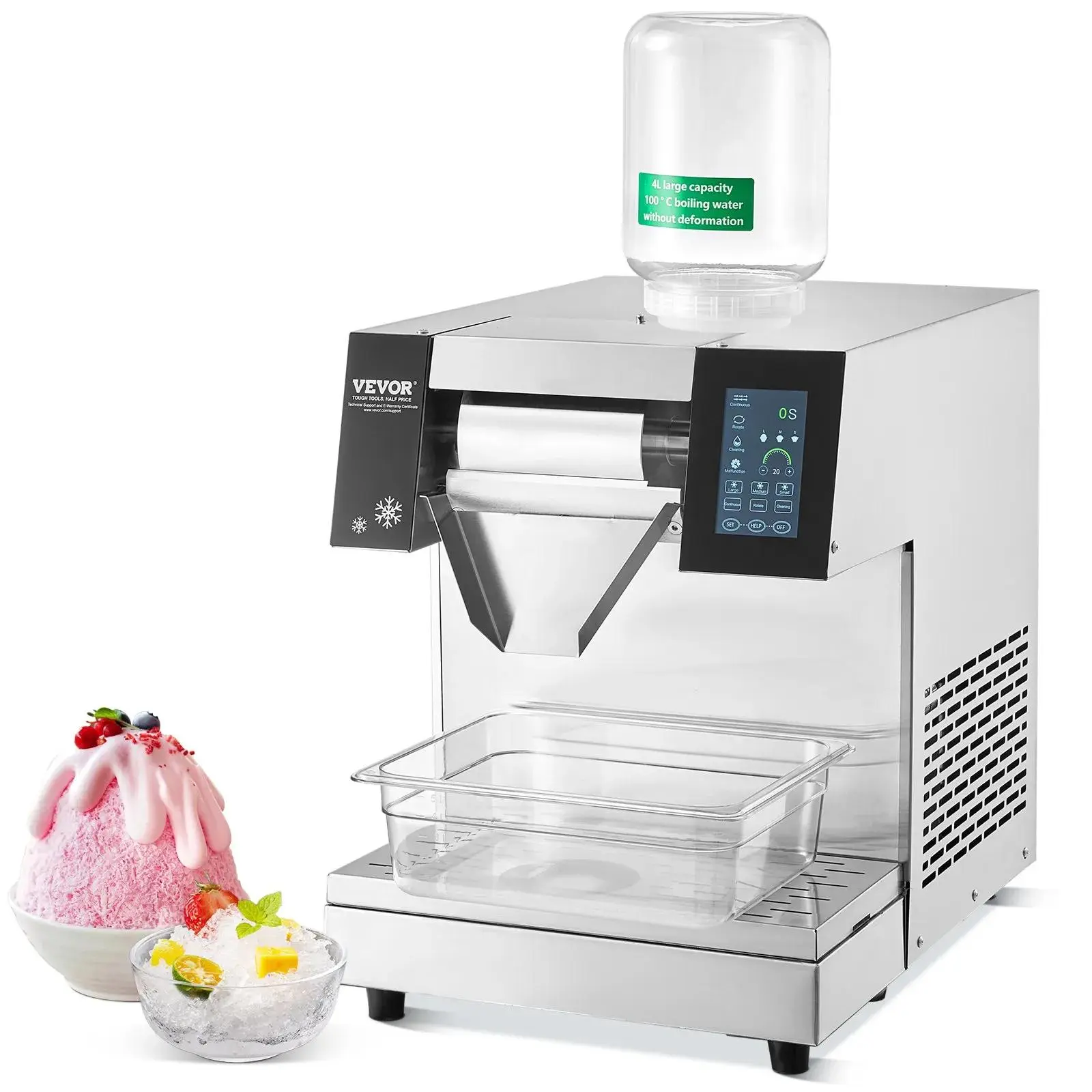 【Summerfinds】VEVOR Commercial Snowflake Ice Machine,  573LBS/24H Snowflake Ice Maker, Stainless Steel Ice Shaver Machine, Electric Snow Cone Maker, Air Cooling System for Rapid Heat Dissipation, for Bakery, Cafe