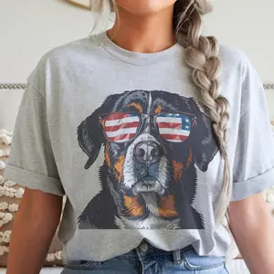 Comfort Colors Patriotic Dog Shirt, Rottweiler Sunglasses USA Tee, Dog Lover Gift Shirt, American Flag Graphic Tee, 4th of July Outfit