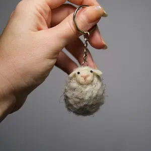 Handmade Needle Felt Sheep Keychain