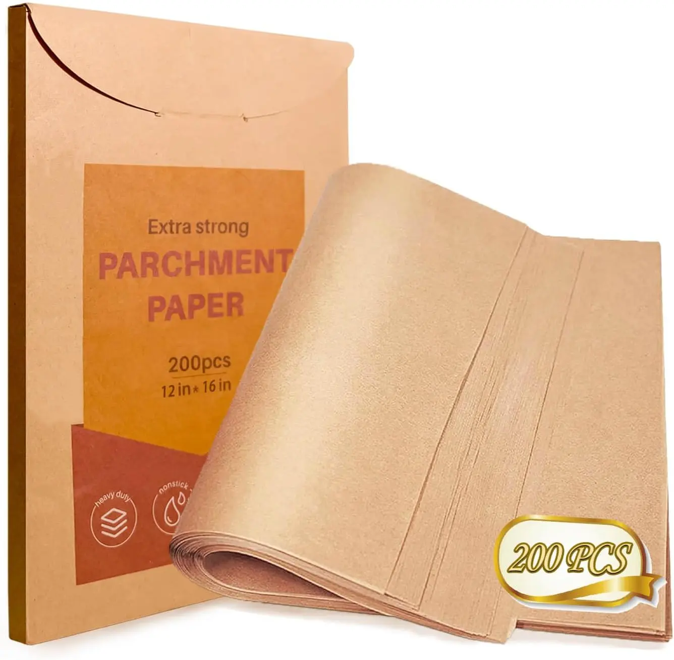 200 count Unbleached  Paper Sheets, 12x16In Precut Cooking Paper Liners for Baking Sheets, Air Fryer, Microwave, Grilling, Oven, Non-Stick,, Oil Proof,  Grade