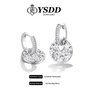 【#539 Bling Bling】Two in One Crush Ice Surface Huggie Dangling vvs Synthetic Moissanite Earrings in 925 Sterling Silver