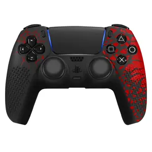 HUPEND Anti-Slip PS5 Controller Skin, Non-Slip Silicone Cover Case with Thumb Grip Gaps, Touch Pad Sticker & Cover Wrap Stickers ps5 controller Protector Wireless