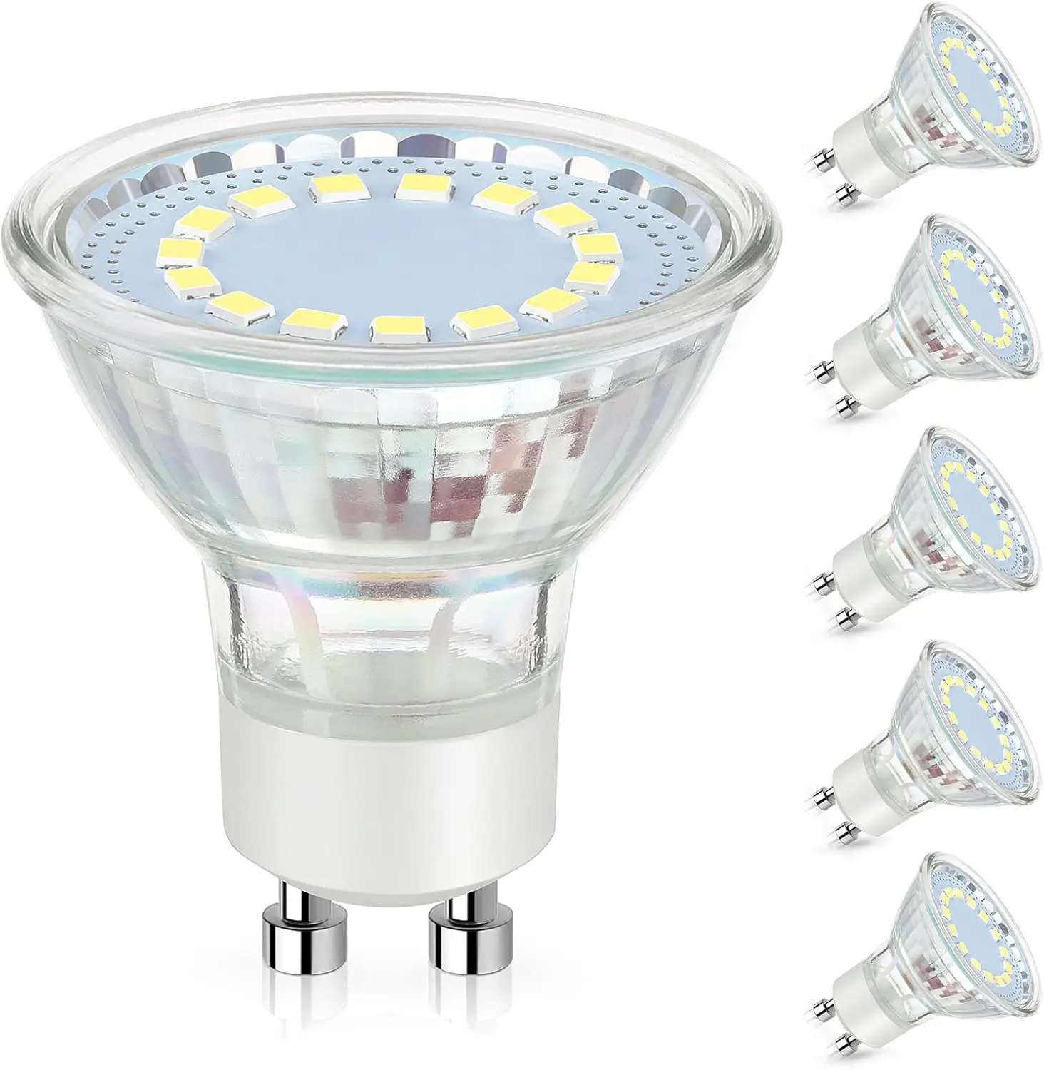 GU10 LED Light Bulbs, 50 Watt Halogen Equivalent, 6000K Cool White, Non-Dimmable, 450LM, 4W Replacement Recessed Track Lighting, 5-Pack