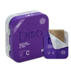 Diso Vitamin C - Elderberry Flavour - Tin of 30 Oral Dissolvable Strips, Boost Immune System, Vegan, Sugar Free, Maximum Absorption, Gluten Free Edible Supplement Healthcare Fitness