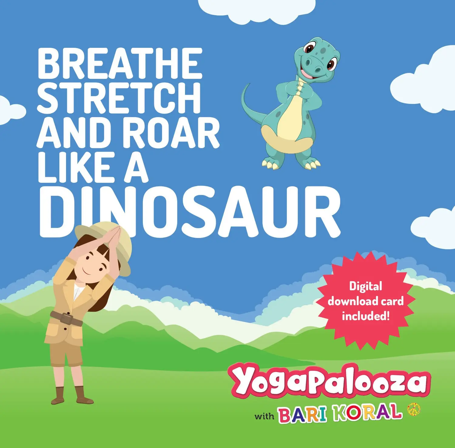 Bari Koral - Breathe, Stretch and Roar Like a Dinosaur Children’s Music CD Album [COMPACT DISC - CD] With Book