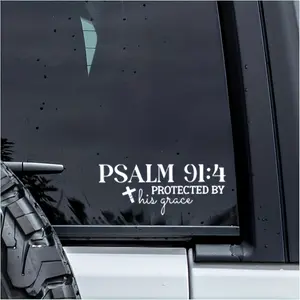 1PC For Car Windows Sticker For Cars/Faith Enthusiast Notebooks Grace Protection Signage Element Decor Make each use full of solemn guarded vibe, Scripture logo shape + cross details + grace slogan + white texture details fixed on items