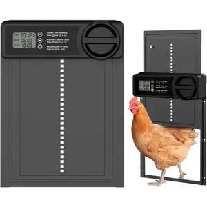 Automatic Chicken Coop Door, Battery Powered Electric Chicken Coop Door with Smart Timer, Anti-Pinch Sensor, LCD Display& Low Battery Reminder for Hens, Ducks, Geese Poultry automatic chicken coop door solar