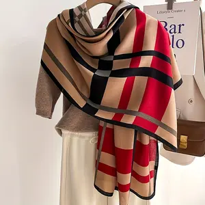 Vintage Plaid Color-Block Scarf - 1-2pcs Warm, Breathable Autumn-Winter Neck Warmer, Stylish Versatile Shawl for Outdoor Use