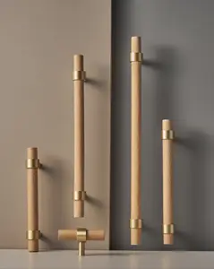 CATSKILL BRASS & BEECH WOOD CABINET PULL