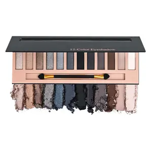 Makeup Smoky Eyeshadow Palette Natural Nude Matte Shimmer Glitter Pigment Eye Shadow Pallete Set for Women Super Soft Highly Pigmented Vegan Cruelty-Free 12-Color Eyeshadow Palette