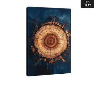 2D Flat Aerial View of an Oak Tree Stump with Rings in the| Preferred for Party Decoration, Instantly Igniting a Joyful for party Atmosphere, Art Deco Style, for Classroom, Home Office, Kitchen, Bedroom, Living Room	