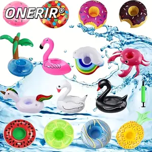 ONERIR 15 Pcs Inflatable Drink Holders Floats Flamingo Pool Cup Holders Inflatable Floating Beverage Beer Rack for Pool Party Hot Tub Lake  Beach Easy to Use  Portable couple gifts