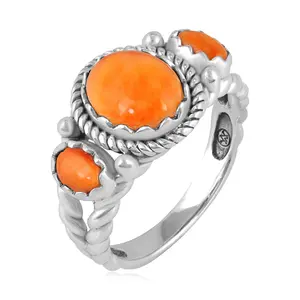 American West Sterling Silver Gemstone Rope Ring