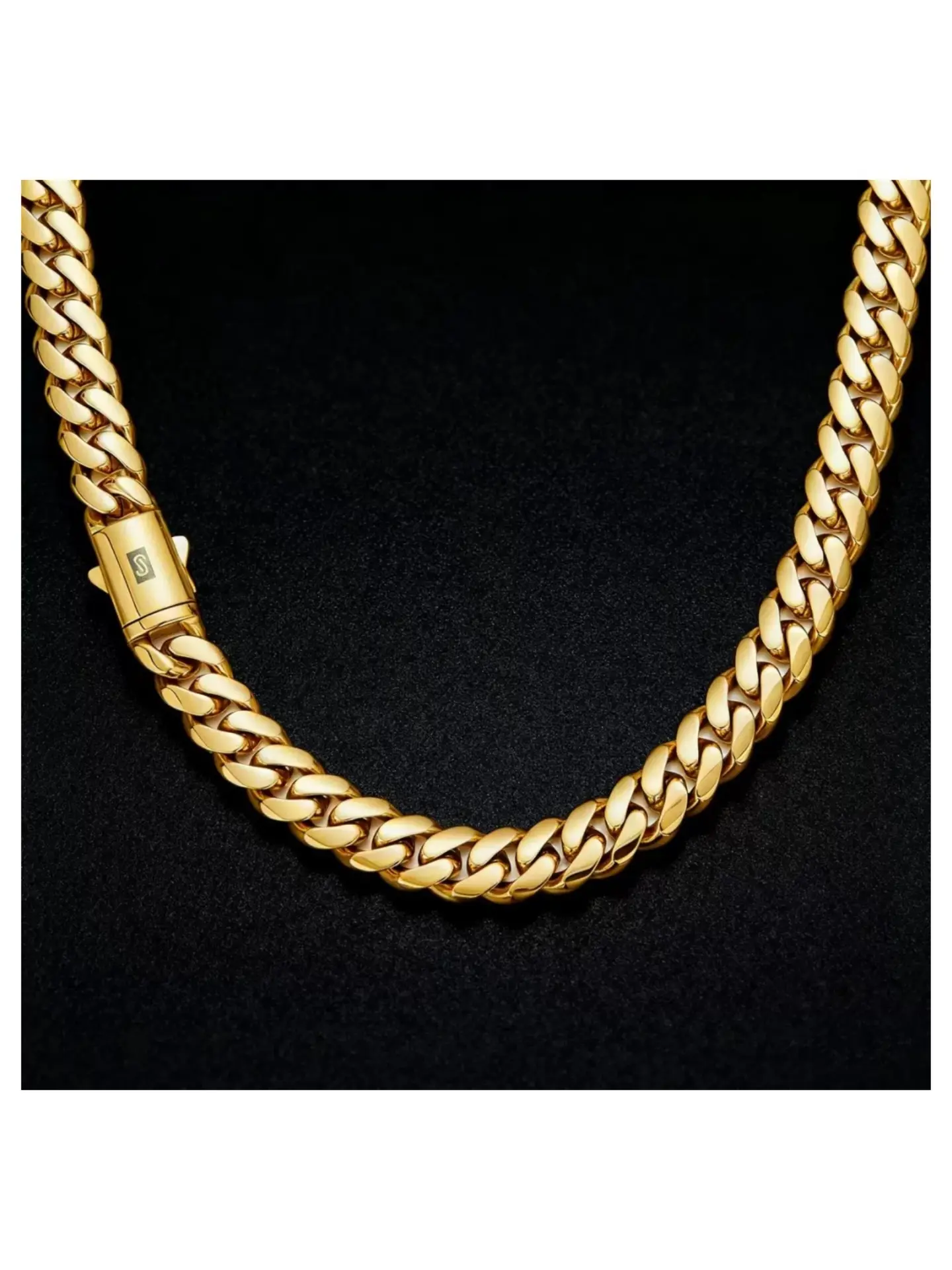 18k Gold Plated Cuban Chain Necklace Set, Titanium Steel Waterproof, Unisex Hip Hop Style, All Season Casual Jewelry, Fashion Necklace, Cuban Link Necklace, Casual Style Necklaces