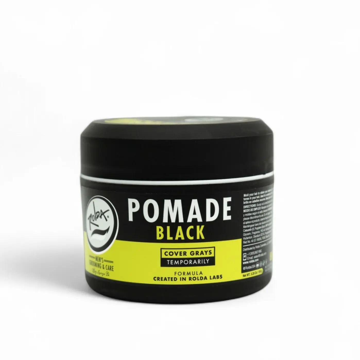 Rolda Black Hair Pomade - Covers Grey Hairs, Medium Hold & Shine, Alcohol-Free Water-Based Formula, Classic Hair Care Gel for Men - Radiant Haircare